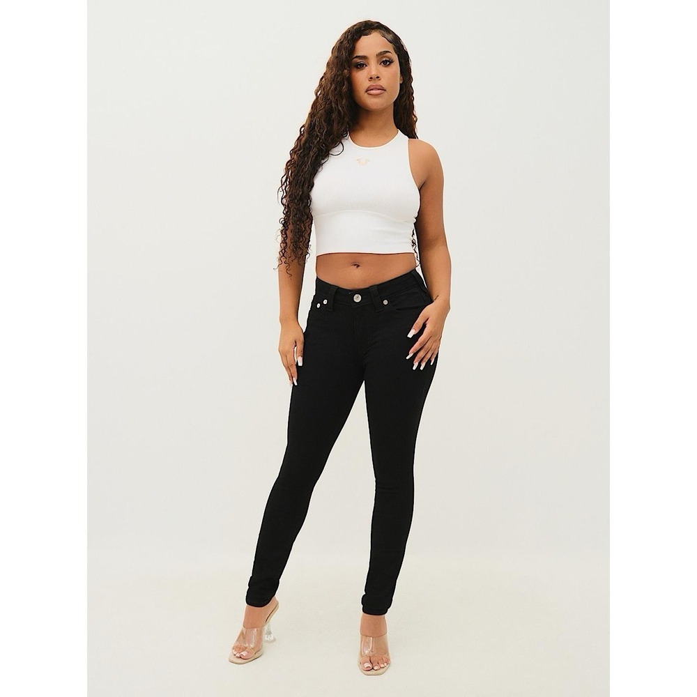 True Religion Jennie Curvy Mid Rise Super Skinny Jeans‎ Size 30 Black NWT